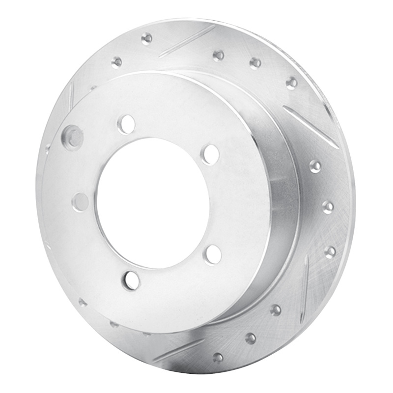 Mitsubishi Diamante Brake Rotor (1) - Rear Left - R1 Concepts - Drilled & Slotted - Silver - `97-`04